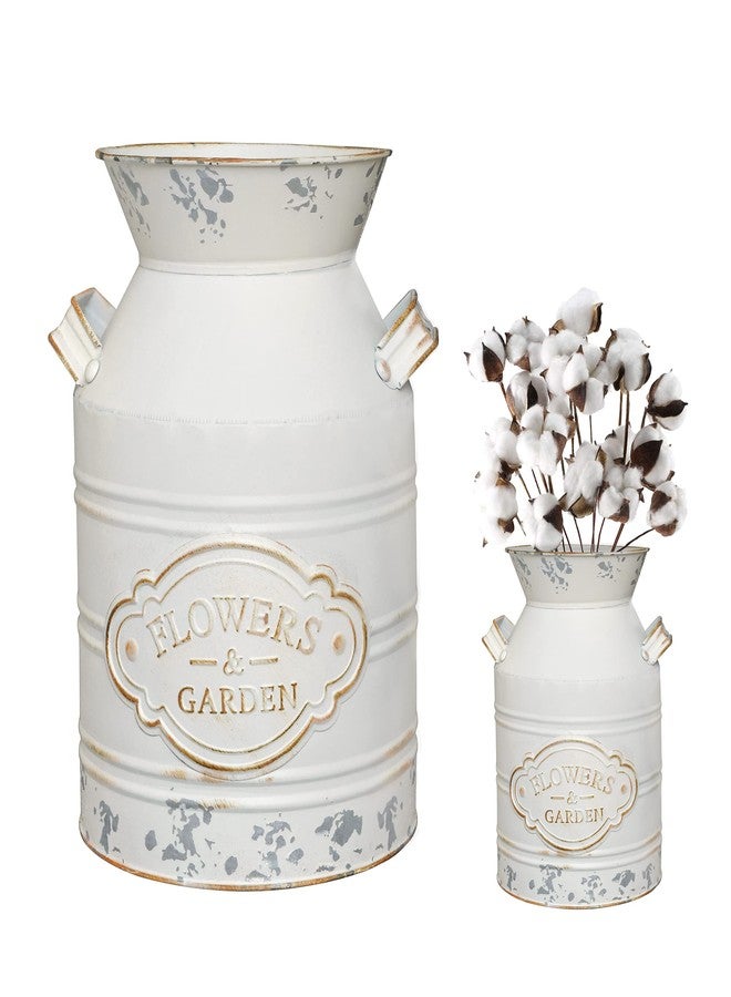 Soyizom Primitive Farmhouse Milk Can Jug Vase/Retro French Style Metal Pitcher Flower Holder/Country Shabby Chic Watering Can Pot Bucket for Living Room, Bedroom, Kitchen Decor - 7.9" H - Image 1
